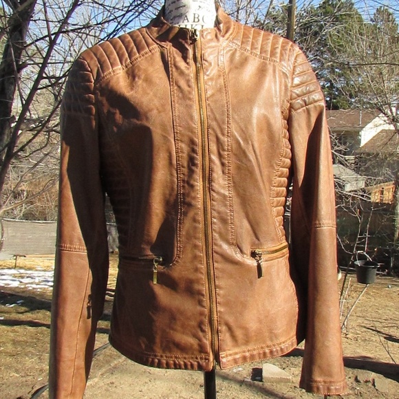 Max Edition Jackets & Blazers - Max Edition brown leather Moto jacket